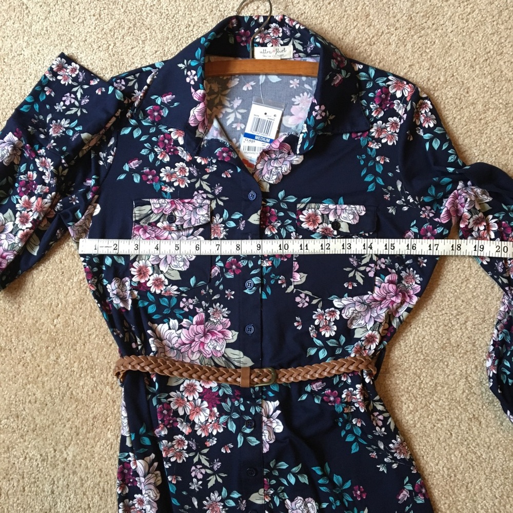 NEW Belted Long Sleeve Shirt Dress - Picture 4 of 8